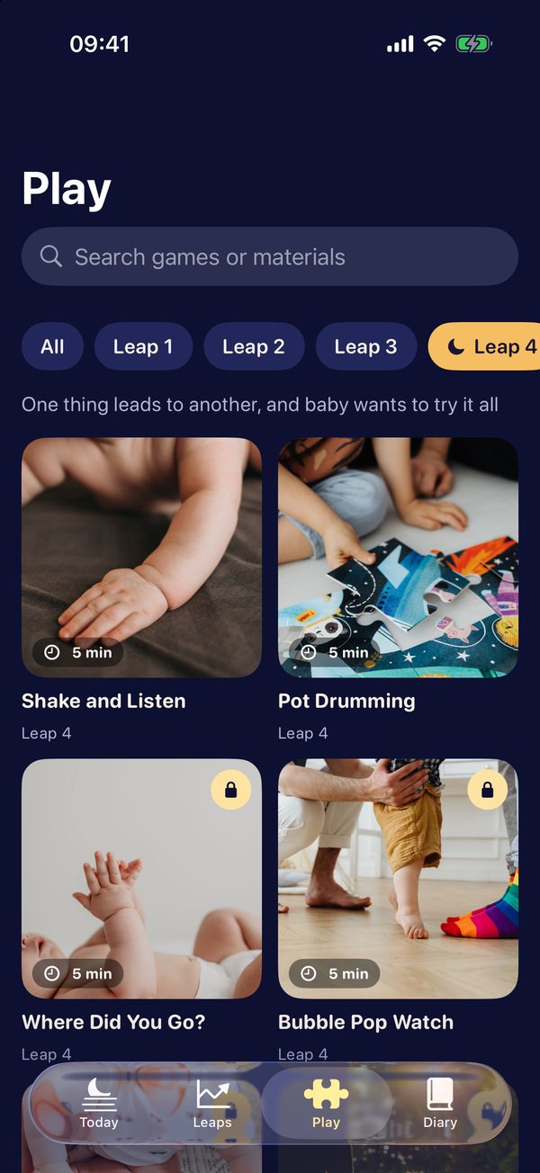 Play screen with games for leap 4